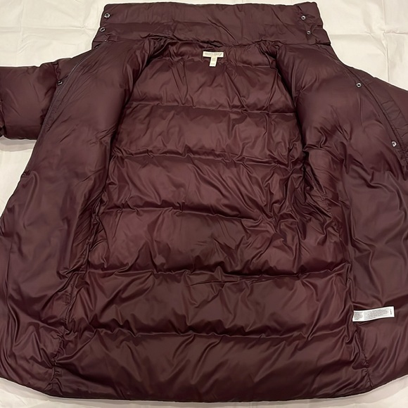 Eileen Fisher Eggshell Recycled Nylon Funnel Neck Coat - Petite Small - Cassis - Picture 10 of 15